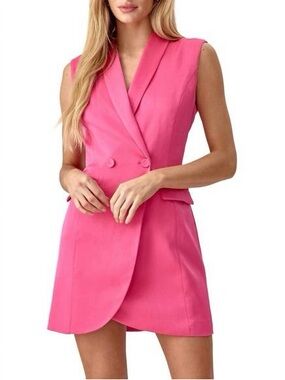 Adelyn Rae Hot Pink Sleeveless Blazer Mini Dress